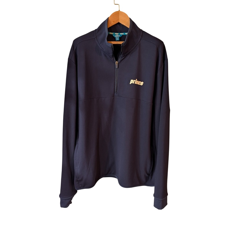 Prince Mens Navy Blue Quarter Zip Pullover Athletic Sweatshirt Size XXL